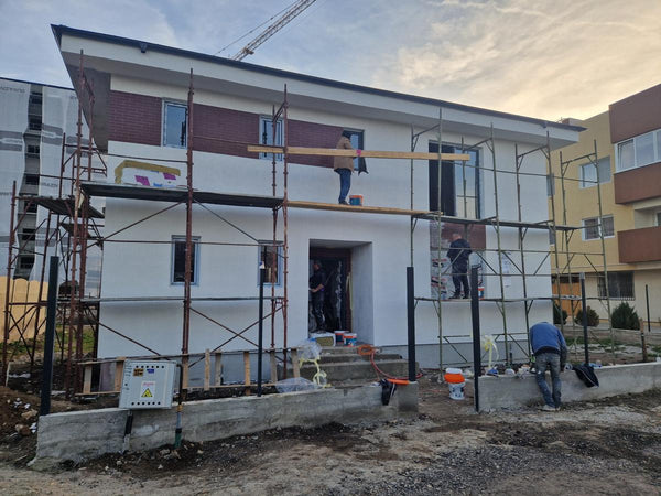 Aplicare placari decorative din caramida aparenta casa metalica