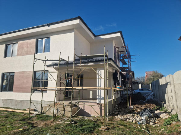 Aplicare placari decorative din caramida aparenta casa metalica