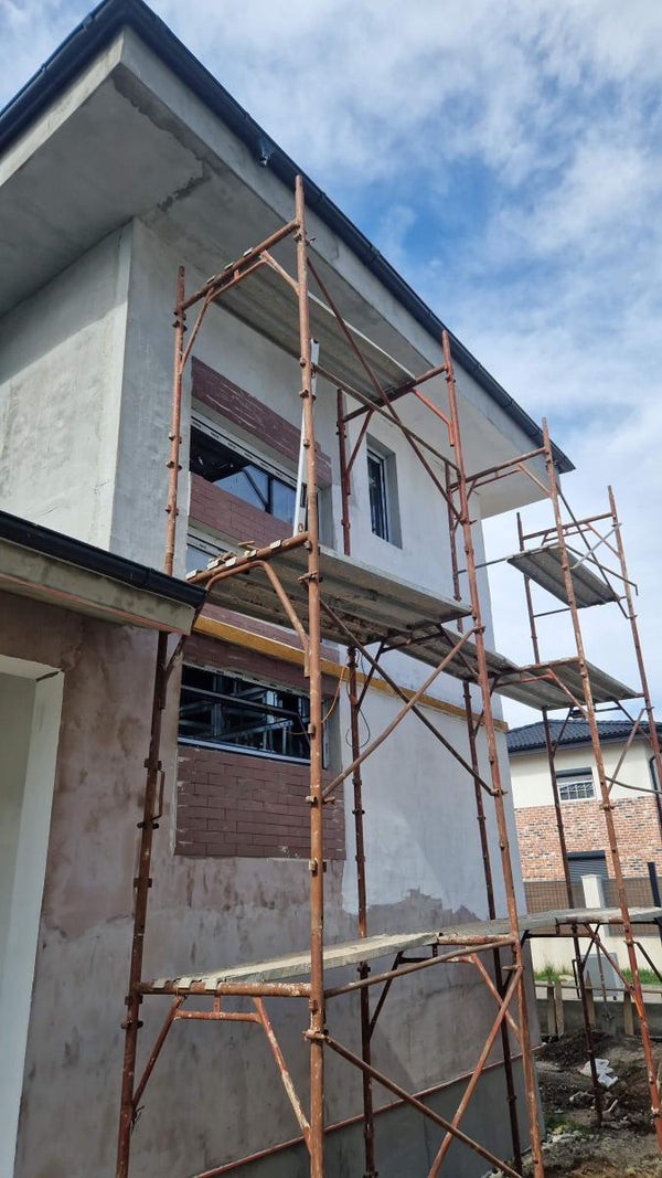 Aplicare tencuiala decorativa siliconata casa metalica cu etaj Bucuresti