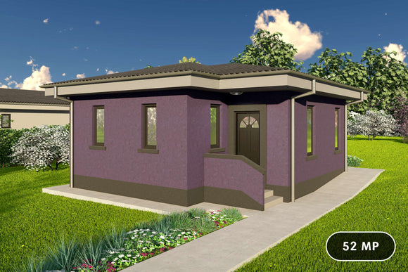 Constructie casa cu un singur dormitor 50mp din zidarie bca - design casa mica imagine 1