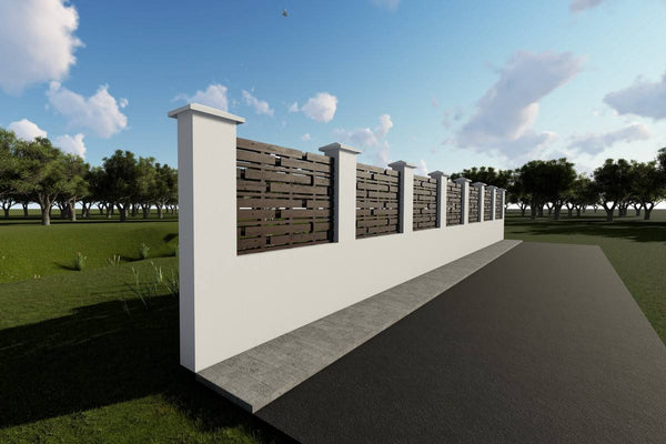 Constructie Gard cu Stalpi de Beton si Panouri Lemn GA07 - gard pentru casa poza 3