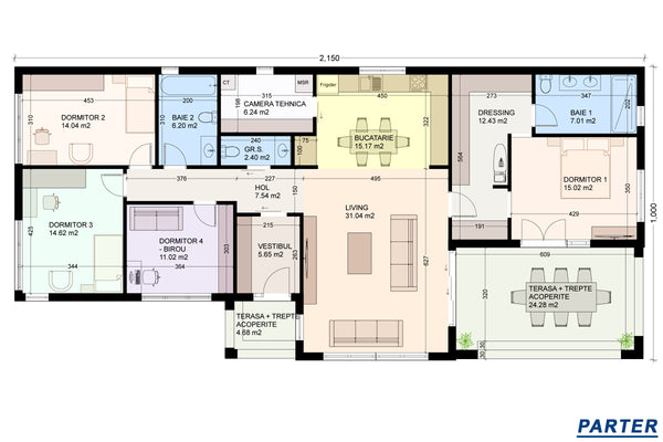Constructie proiect casa 200 mp fara etaj din zidarie de bca plan schita