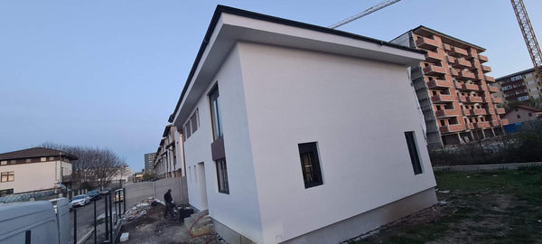 Finalizare fatade constructie casa metalica cu etaj si placari decorative