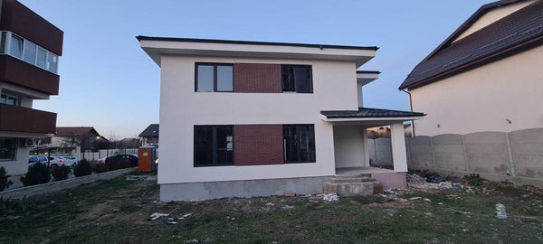 Finalizare fatade constructie casa metalica cu etaj si placari decorative