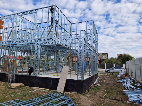 Montaj etaj structura metalica usoara proiect de casa P+1E