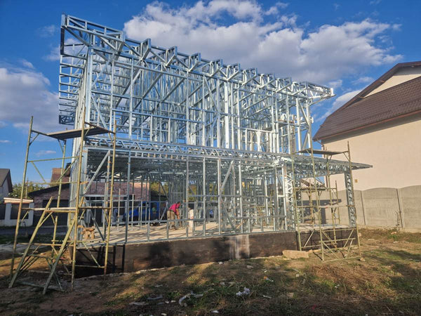 Montaj etaj structura metalica usoara proiect de casa P+1E