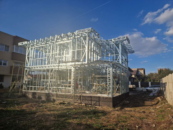 Montaj etaj structura metalica usoara proiect de casa P+1E