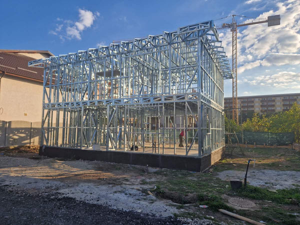 Montaj etaj structura metalica usoara proiect de casa P+1E