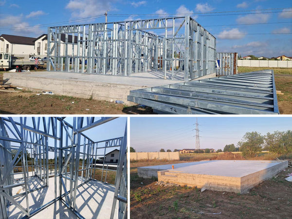 Montaj in derulare structura metalica pentru 2 case parter de 122mp