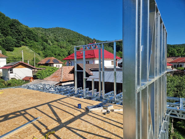 Montaj structura metalica proiect de casa cu etaj 206 mp