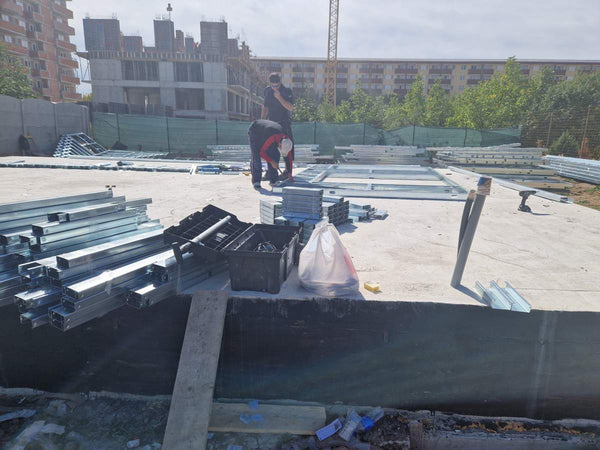 Montaj parter structura metalica usoara proiect de casa P+1E