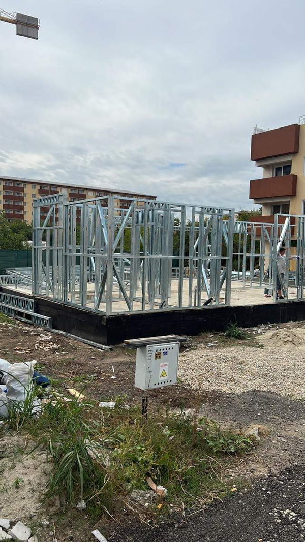Montaj parter structura metalica usoara proiect de casa P+1E