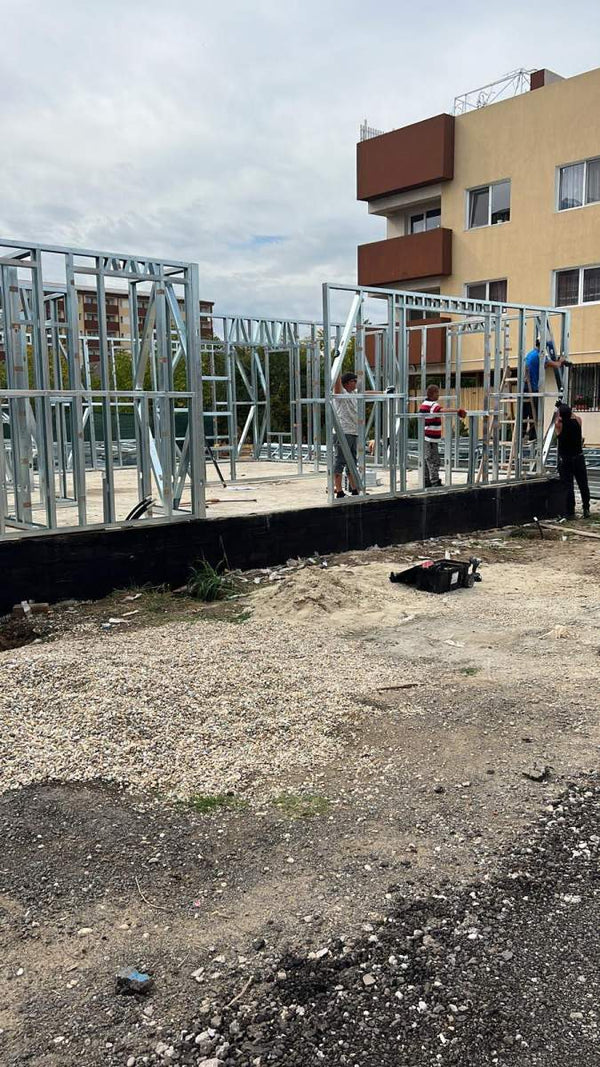 Montaj parter structura metalica usoara proiect de casa P+1E