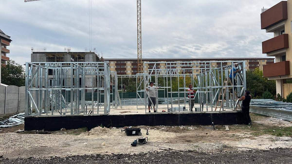 Montaj parter structura metalica usoara proiect de casa P+1E