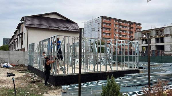 Montaj parter structura metalica usoara proiect de casa P+1E