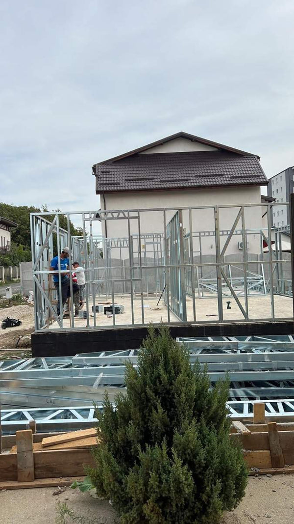 Montaj parter structura metalica usoara proiect de casa P+1E
