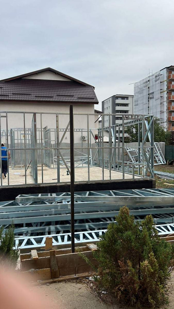 Montaj parter structura metalica usoara proiect de casa P+1E