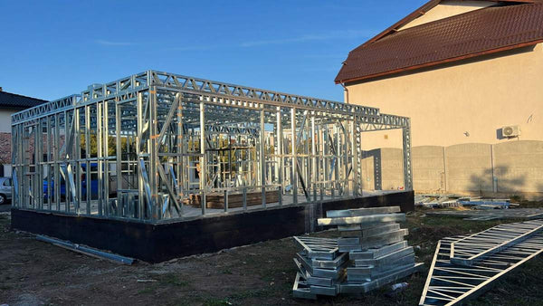 Montaj parter structura metalica usoara proiect de casa P+1E