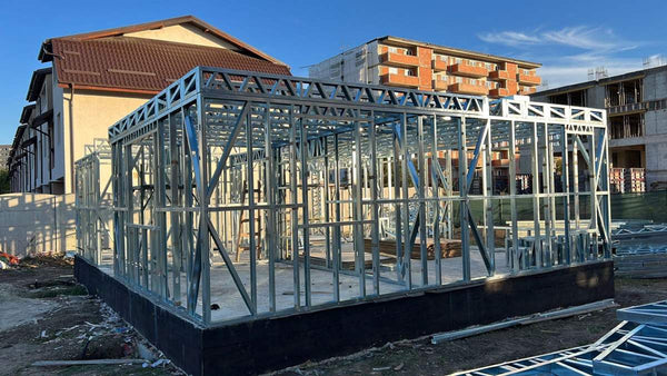 Montaj parter structura metalica usoara proiect de casa P+1E
