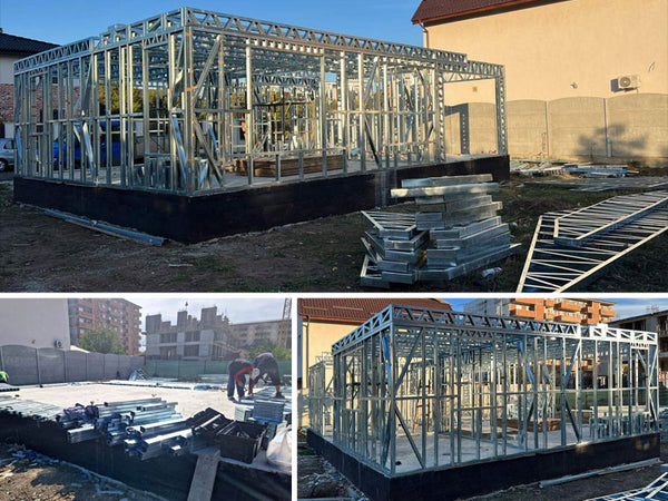 Montaj parter structura metalica usoara proiect de casa P+1E