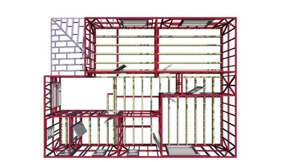 Montaj parter structura metalica usoara proiect de casa P+1E