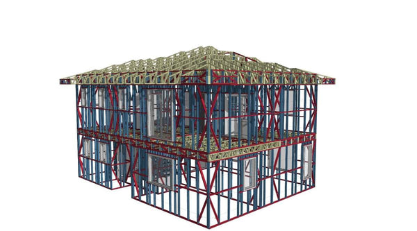 Montaj etaj structura metalica usoara proiect de casa P+1E