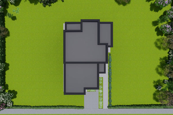 Proiect casa pe structura metalica 4 camere cu acoperis plat - design acoperis tip terasa