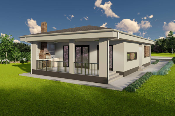 Proiect casa pe structura metalica parter 120mp cu 3 camere - design exterior poza 06