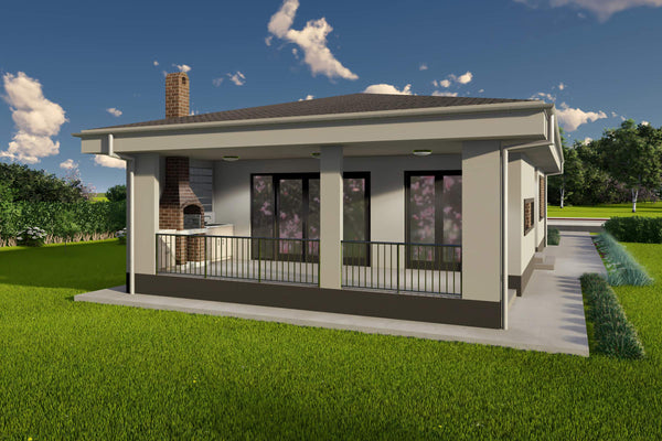 Proiect casa pe structura metalica parter 120mp cu 3 camere - design exterior poza 07