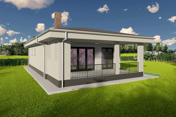 Proiect casa pe structura metalica parter 120mp cu 3 camere - design exterior poza 09