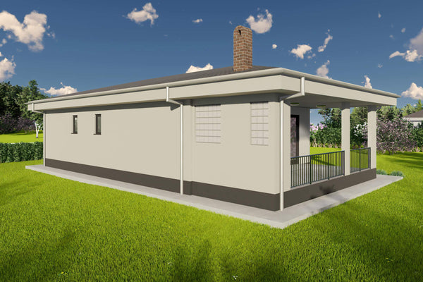 Proiect casa pe structura metalica parter 120mp cu 3 camere - design exterior poza 10