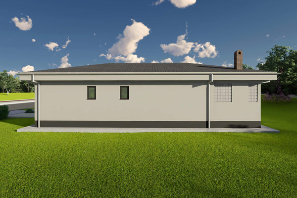 Proiect casa pe structura metalica parter 120mp cu 3 camere - design exterior poza 11