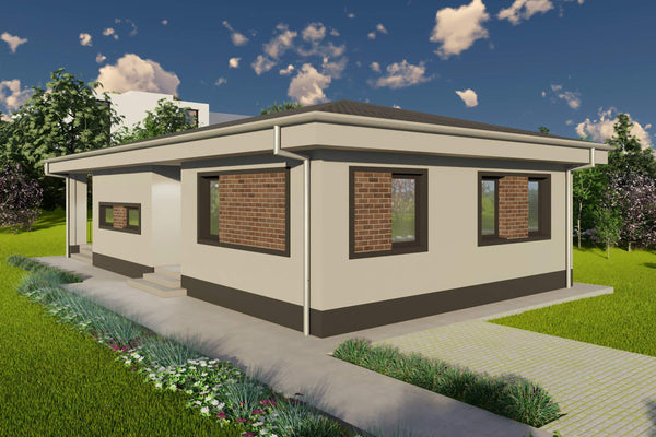 Proiect casa pe structura metalica parter 120mp cu 3 camere - design exterior poza 17