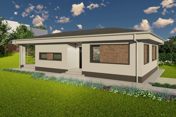 Proiect casa pe structura metalica parter 120mp cu 3 camere - design exterior poza 18