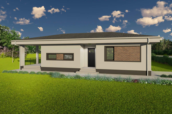 Proiect casa pe structura metalica parter 120mp cu 3 camere - design exterior poza 19