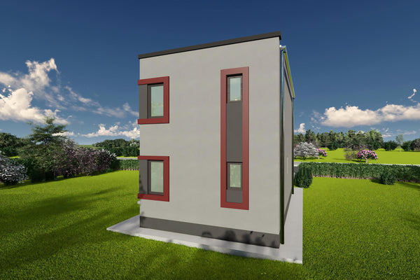 Proiect de casa moderna cu etaj pe structura metalica 120mp design fatada poza 08