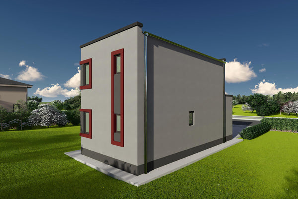 Proiect de casa moderna cu etaj pe structura metalica 120mp design fatada poza 09