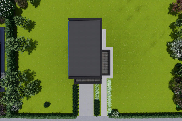 Proiect de casa moderna cu etaj pe structura metalica 120mp design acoperis plat poza 14