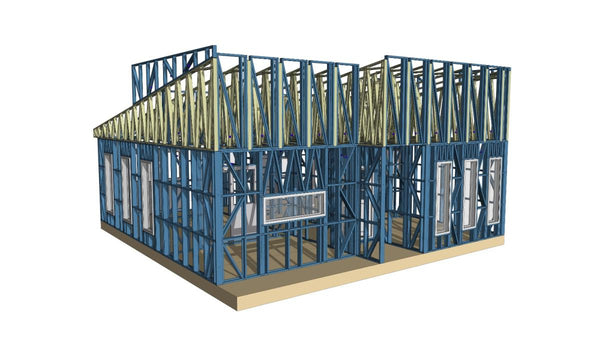 Montaj in derulare structura metalica pentru 2 case parter de 122mp