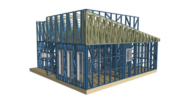 Montaj in derulare structura metalica pentru 2 case parter de 122mp
