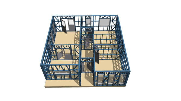 Montaj in derulare structura metalica pentru 2 case parter de 122mp