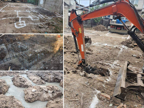 Trasare sapatura si turnare beton in santuri casa cu etaj Bucuresti