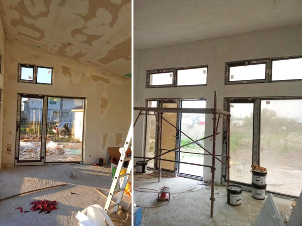 Placare gips-carton, chituri, glet, amorsa si vinarom casa cu garaj