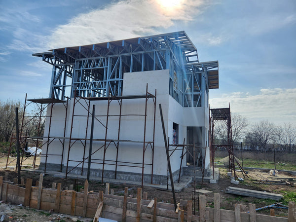 Placare pereti cu fibrociment si acoperis cu osb casa parter-etaj