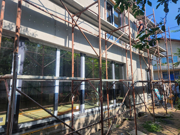 Montaj termosistem vata bazaltica si masa de spaclu casa cu etaj