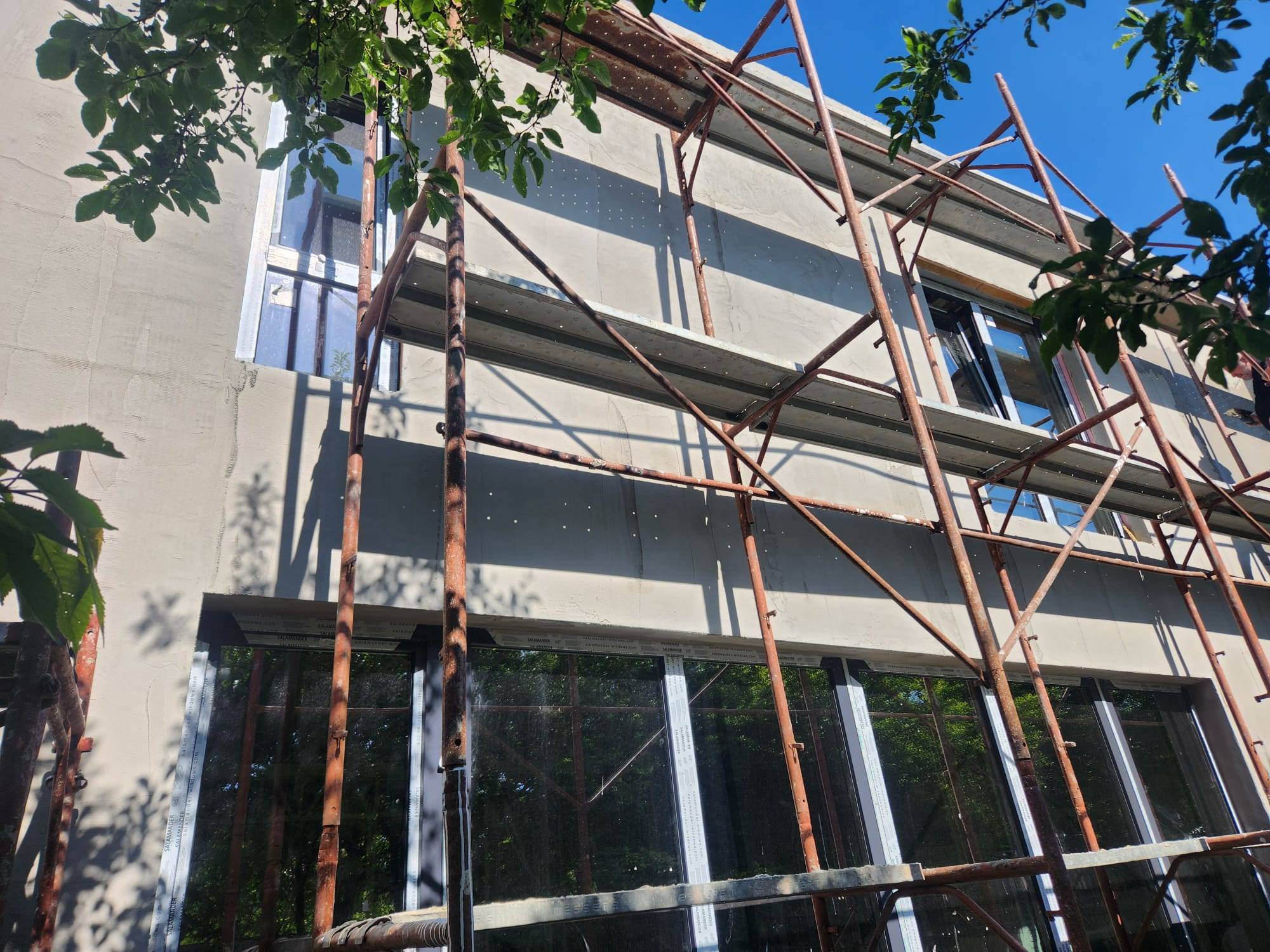 Montaj termosistem vata bazaltica si masa de spaclu casa cu etaj