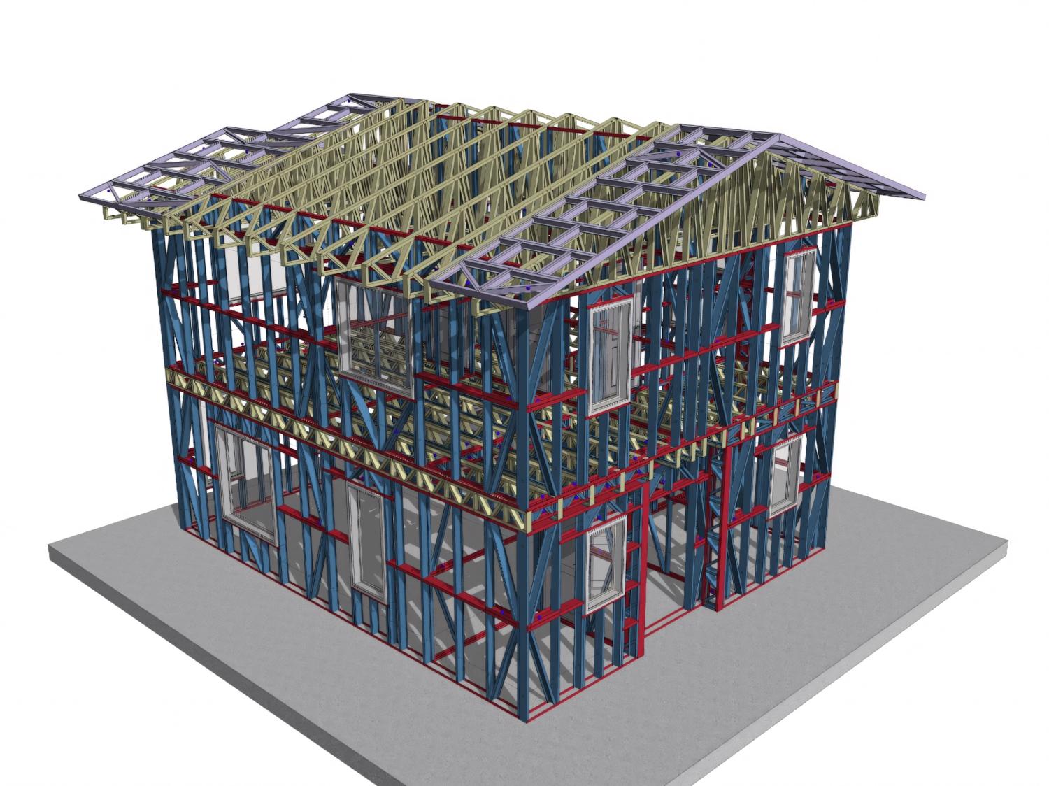 Aplicare masa de spaclu pe fatade casa metalica cu etaj