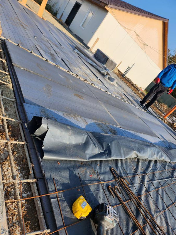 Termoizolatie placa de fundatie la casa pe structura metalica cu polistiren extrudat