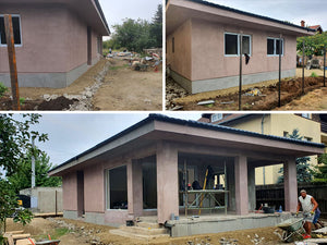 Aplicare adeziv si masa de spaclu casa structura metalica parter thumbnail