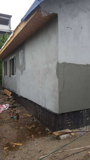 Aplicare masa de spaclu fatada proiect casa metalica in Craiova thumbnail